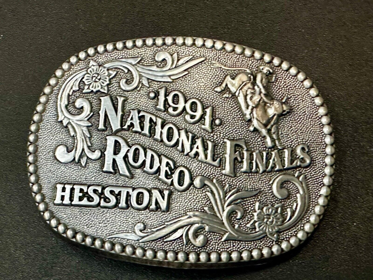 1991 NFR National Finals Rodeo NOS Youth Size ADM Commemorative Belt Buckle
