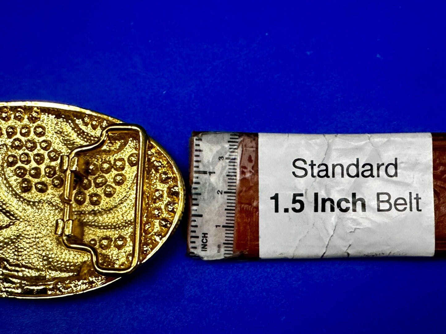 Beautiful Clear Rhinestone Covered Gold Tone Belt Buckle with Leaf Design