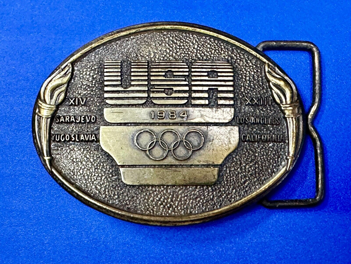 1984 USA Olympics Los Angeles California Vintage Commemorative Belt Buckle