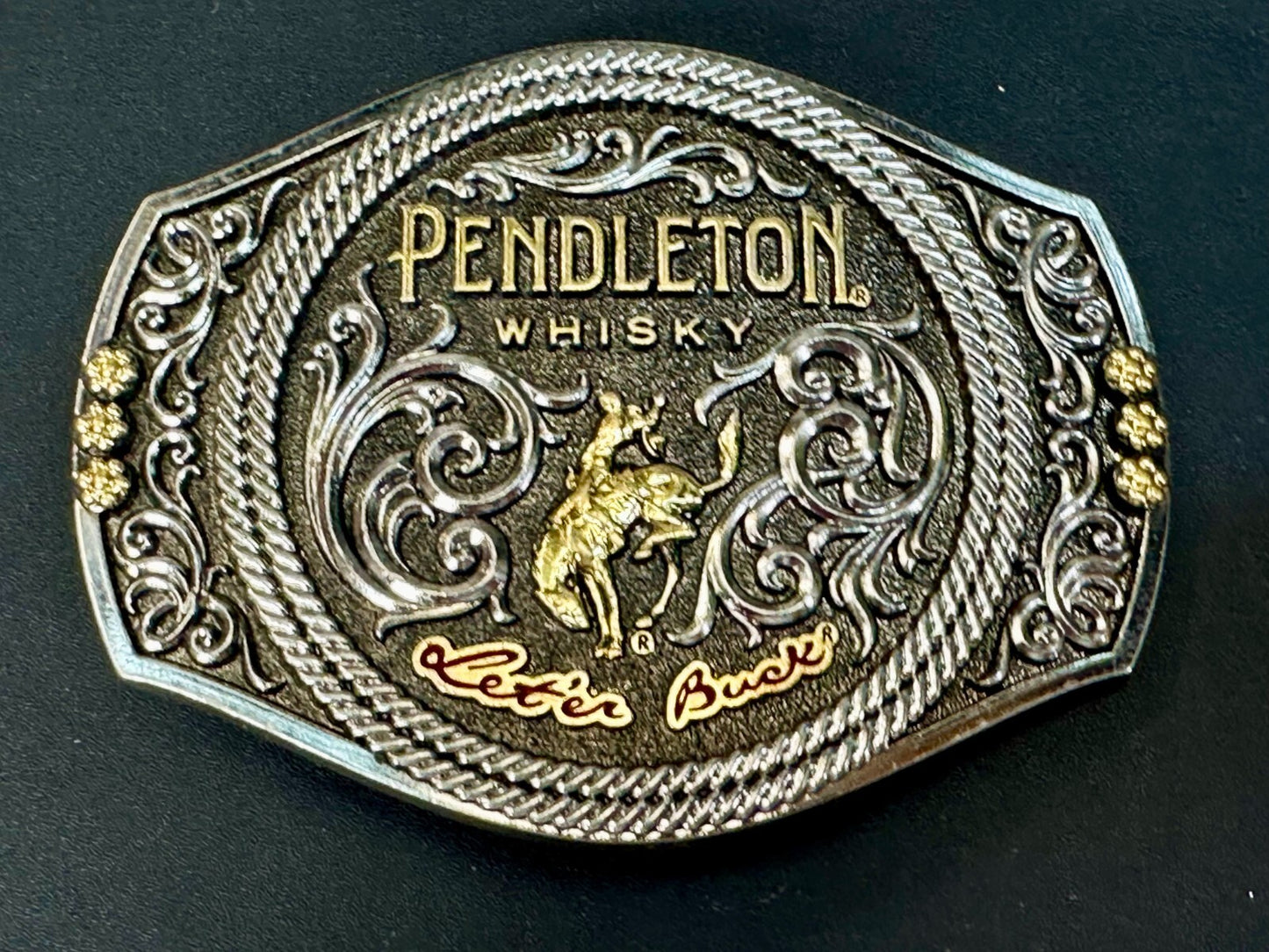 2021 Pendleton Whiskey Let'er Buck Rodeo Cowboy Montana Silversmiths Belt Buckle