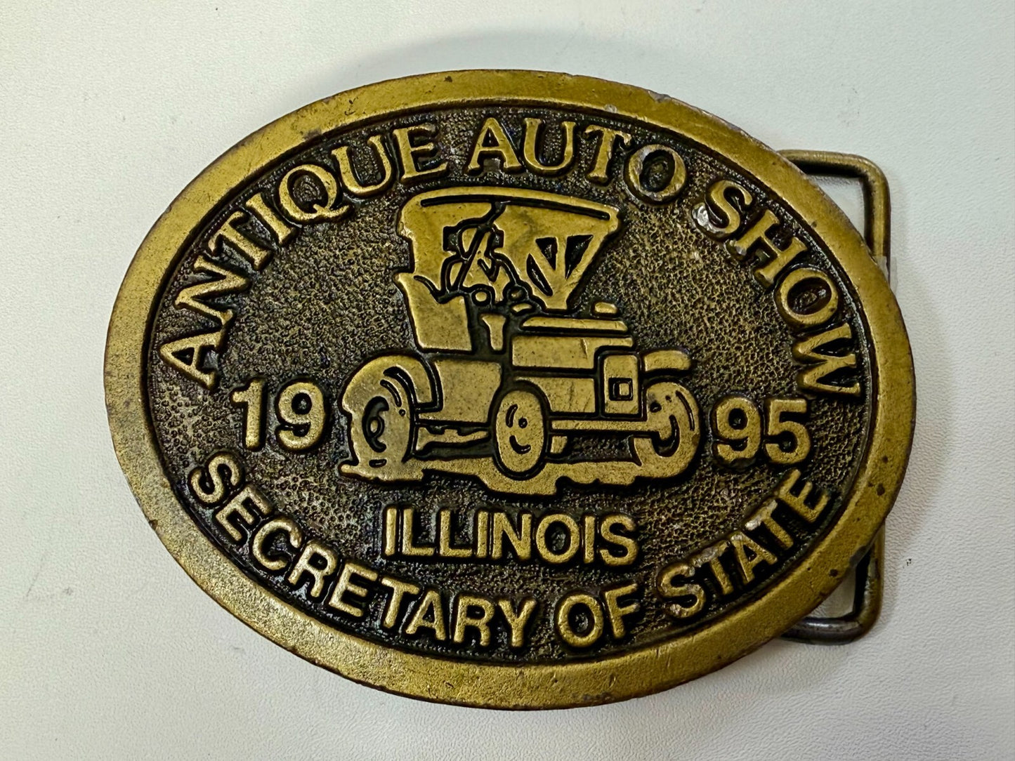 Antique Auto Show Secretary Illinois State 1995 Vintage Collectors Belt Buckle