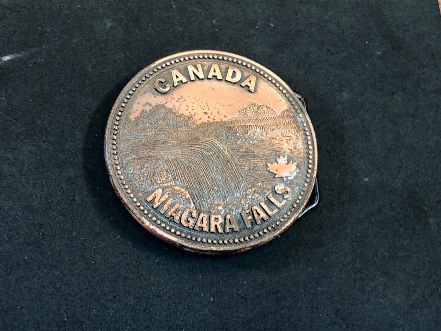 Vintage Canada Niagara Falls (w/NPC leaf) Belt Buckle, Complete & Functional