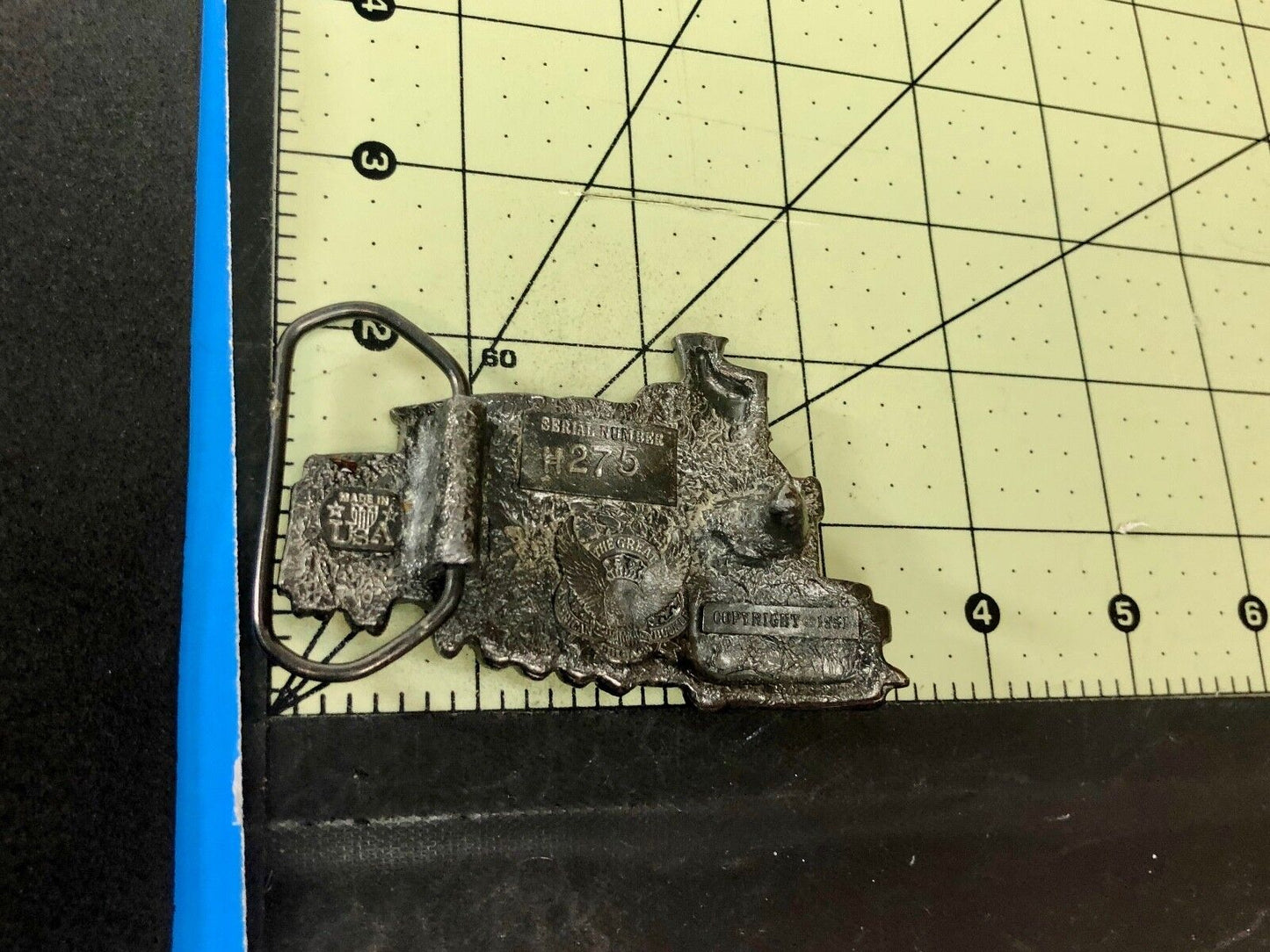 Vintage 1981 Figural train cut out locomotive Belt Buckle