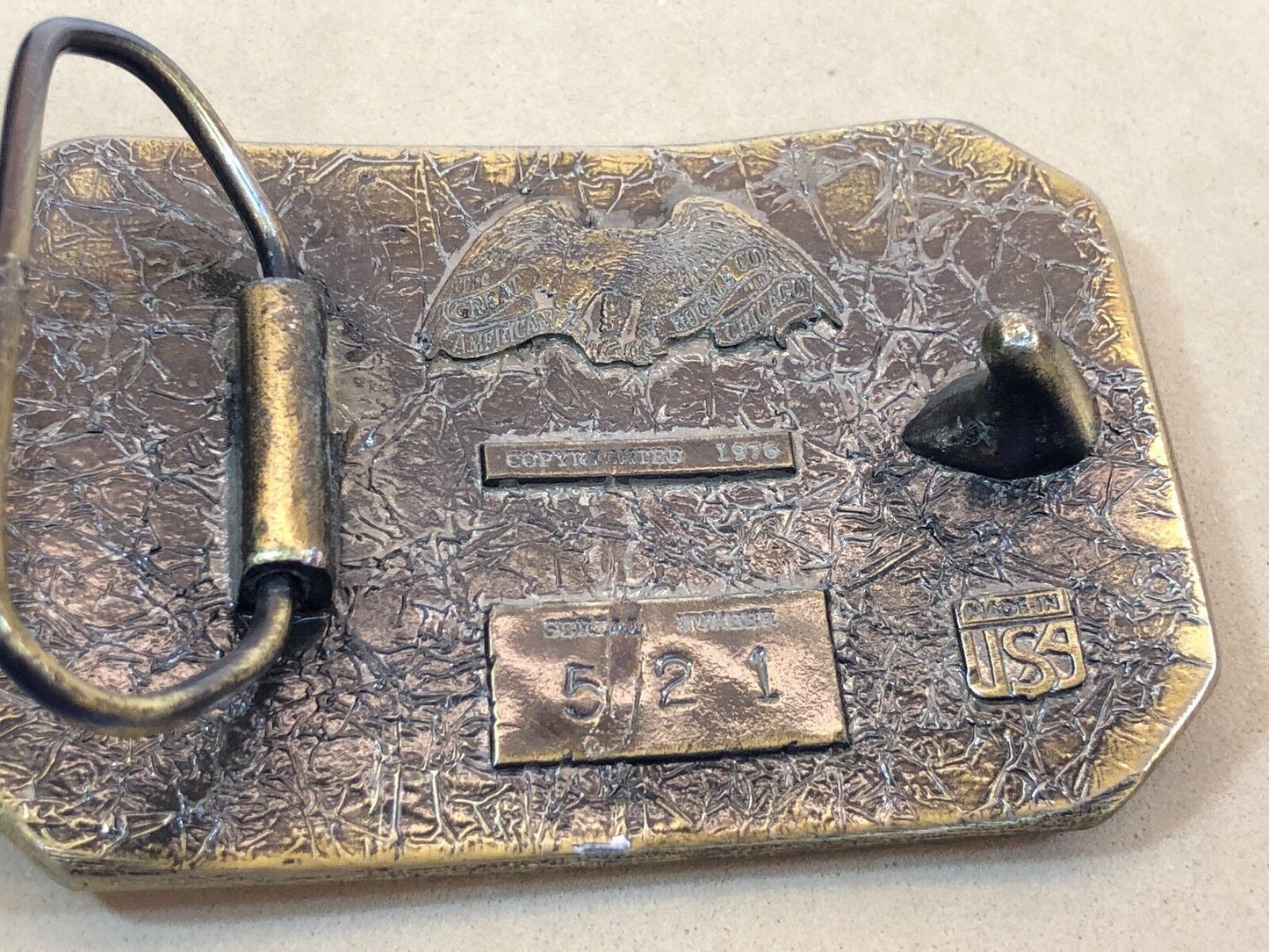 Vintage 1978 American Buckle Co Flying Mallards geese bird Ducks Belt Buckle