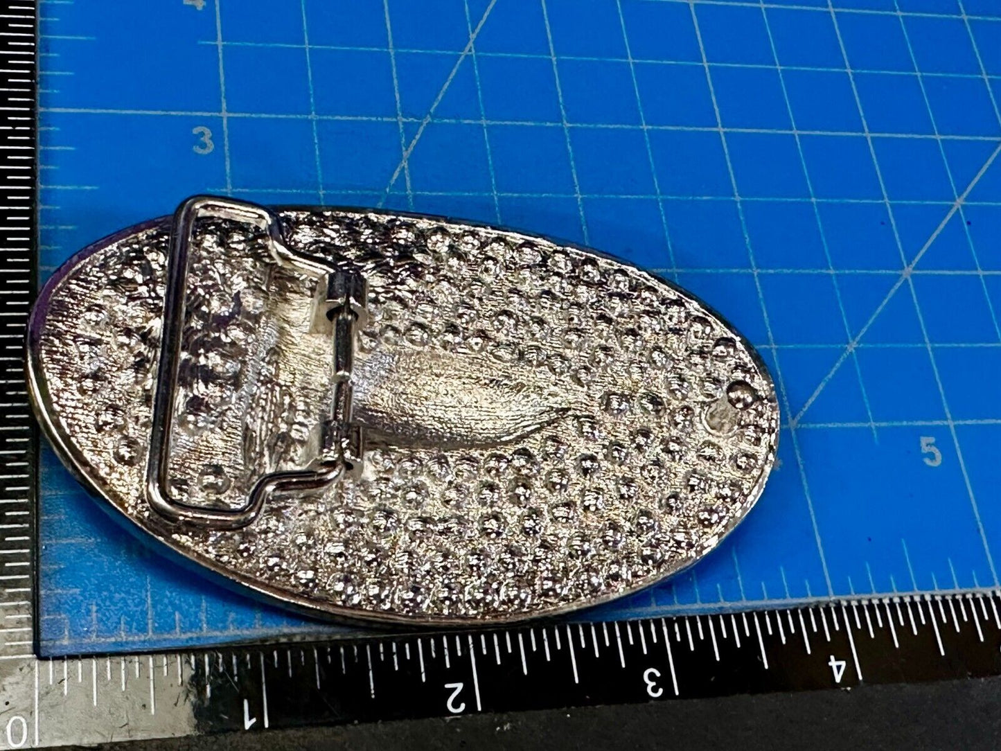 Black Leaf Design Silver Tone Clear Rhinestone Covered Oval Designer Belt Buckle
