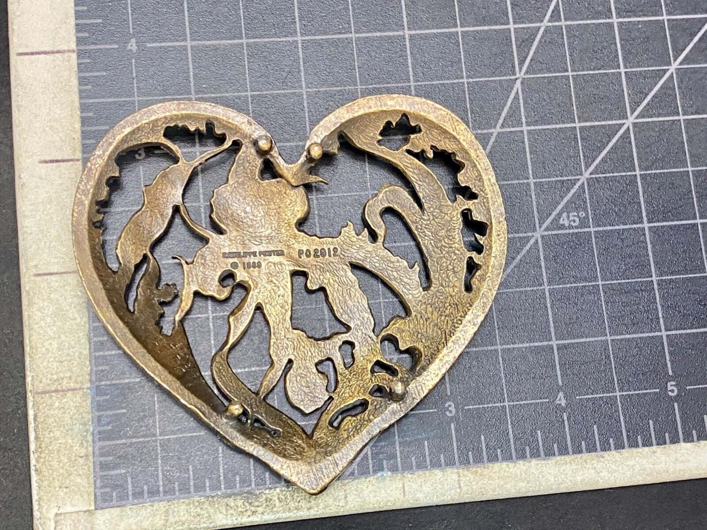1989 Rawcliffe Pewter Lillie Heart Shape Potpourri Lid Pc 2912