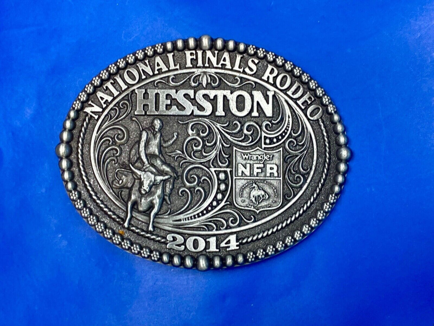 2014 Nos Youth Size Nfr National Finals Rodeo Montana Silversmiths Belt Buckle