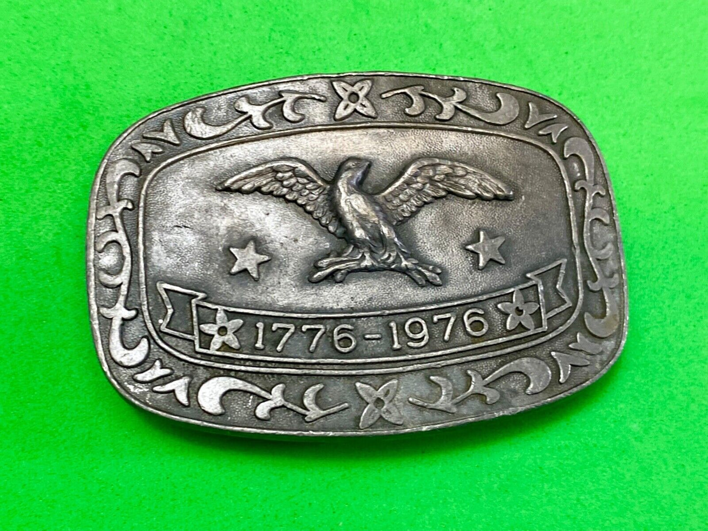 Bicentennial Celebration Patriotic repaired belt buckle by Celebrity