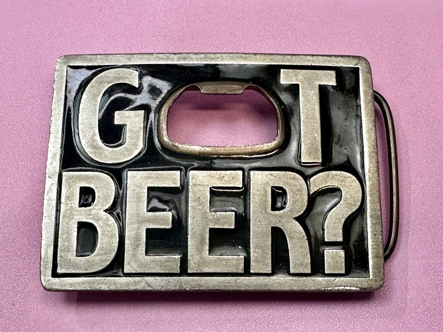 Vintage 1999 Bergamot "Got Beer?" Bottle Opener Belt Pewter Buckle Made in USA