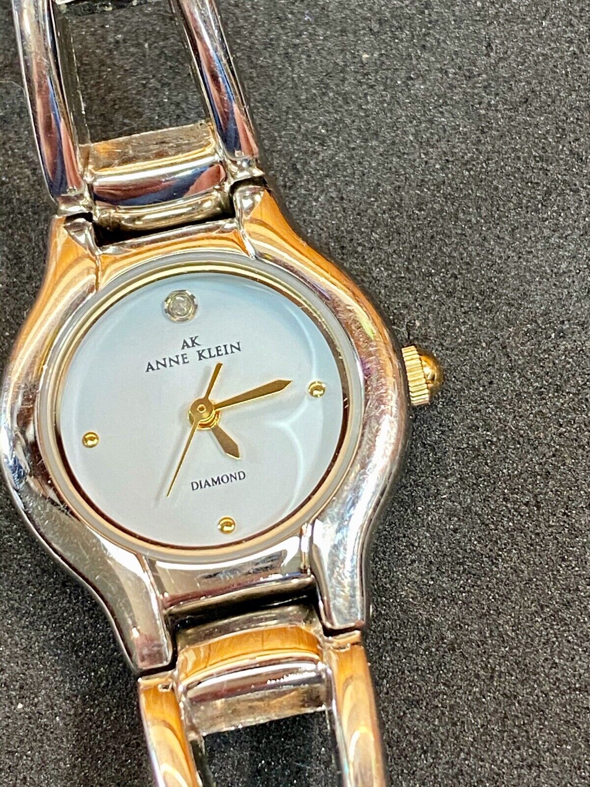 Beautiful Ak Anne Klein Diamond Gold Tone Women's Ladies Watch - Working Well!