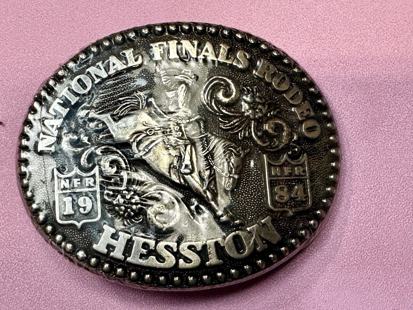 1984 NFR National Finals Rodeo NOS Youth Size Hesston Belt Buckle