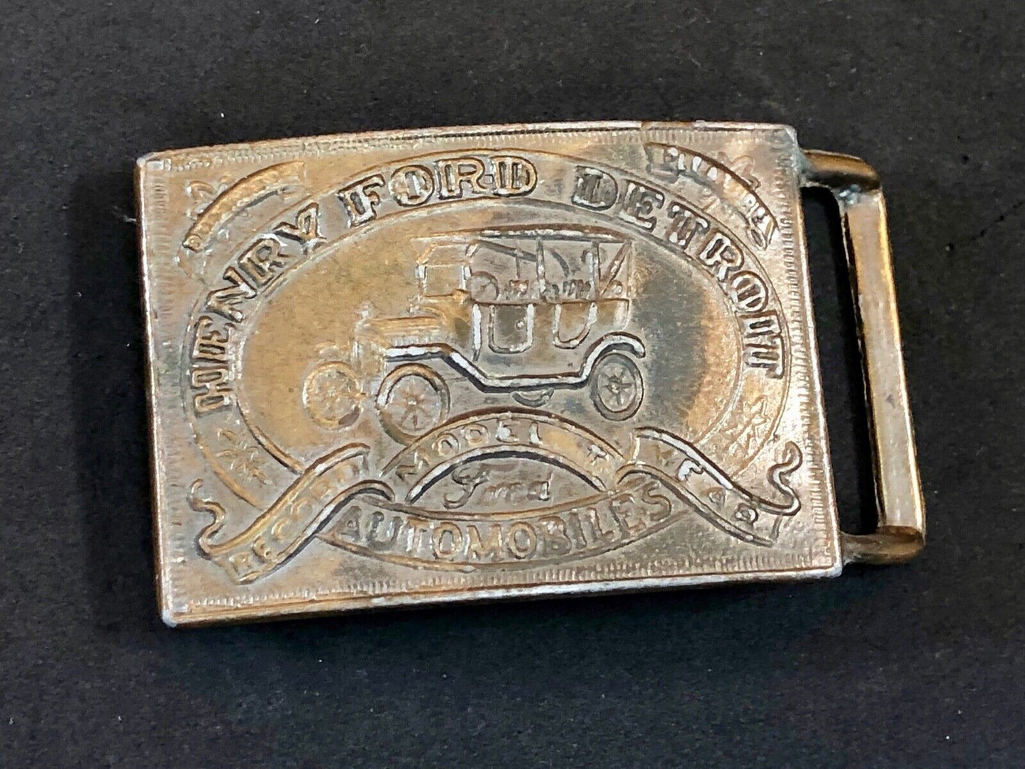 Vintage Belt Buckle Henry Ford Detroit Automobiles PC2020340010 Brass Metal Car
