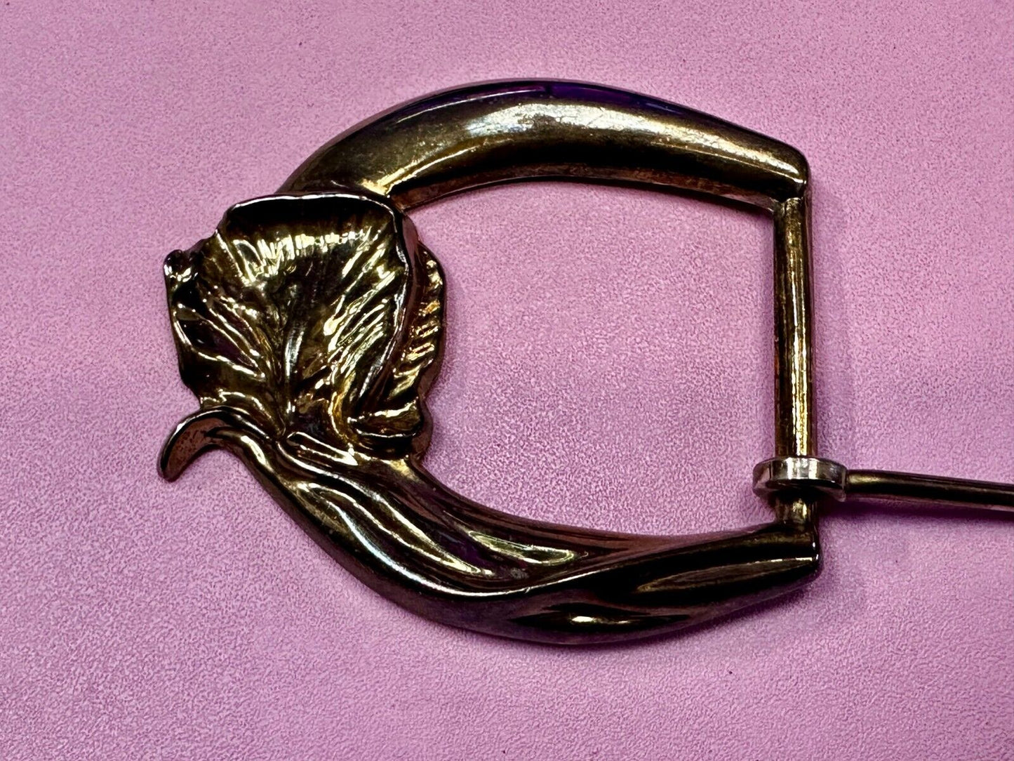 Thick Figural Flower Theme - Vintage Gold Tone Replacement Dress Belt Buckle