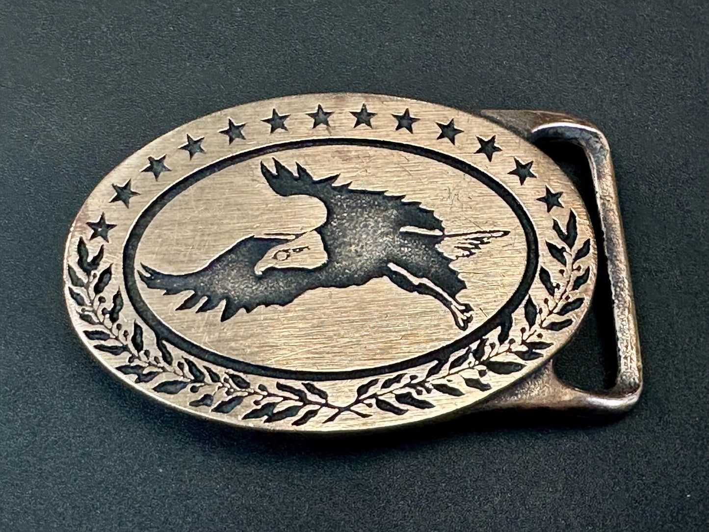 Bald Eagle Vintage Tech Ether Guild Hippy Style Solid Brass Belt Buckle
