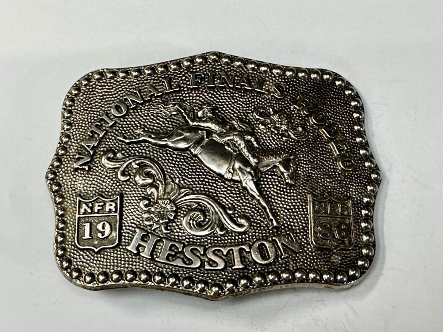 1986 Hesston National Finals Rodeo NFR Rodeo Cowboys NOS Western Belt Buckle