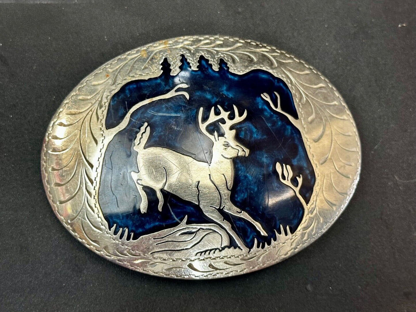 Beautiful Deer inlaid Blue Enamel