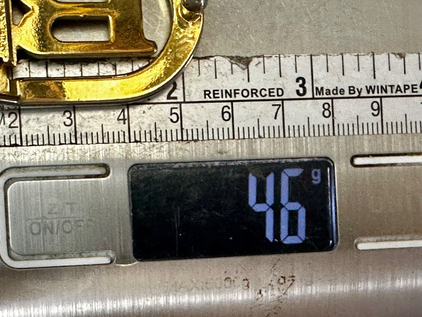 B - Letter Initial Monogram Vintage Gold tone swing arm small belt buckle