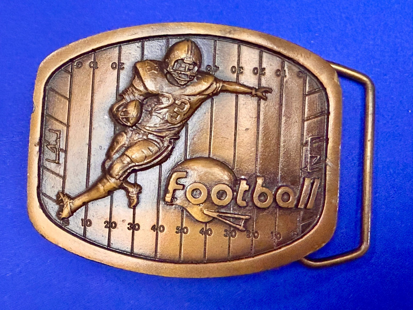 American Sports Football Player Brass Tone VTG 1979 Indiana Metal Belt Buckle
