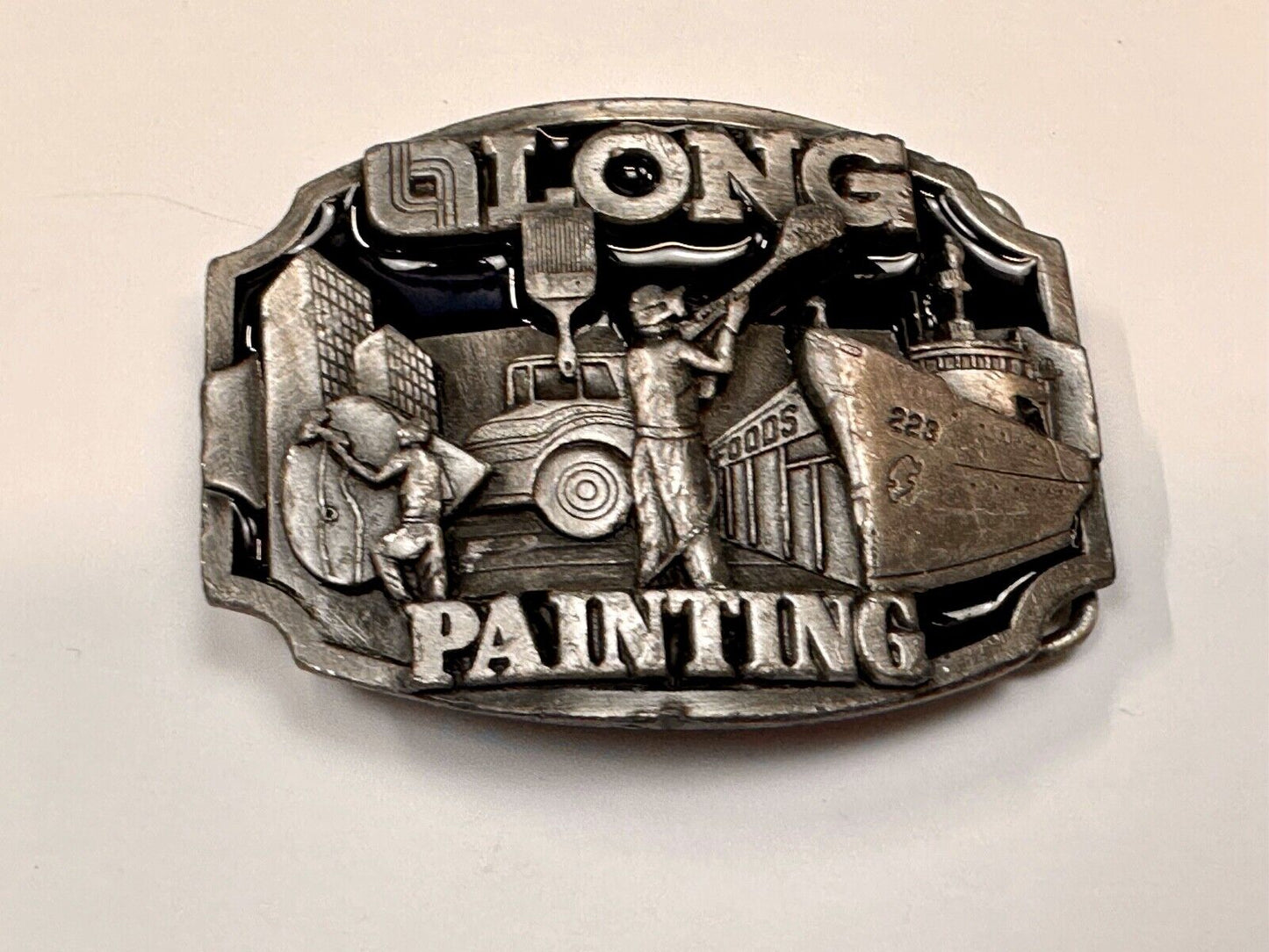 Vintage 1989 LONG painting - Neat Clean Finishing belt buckle