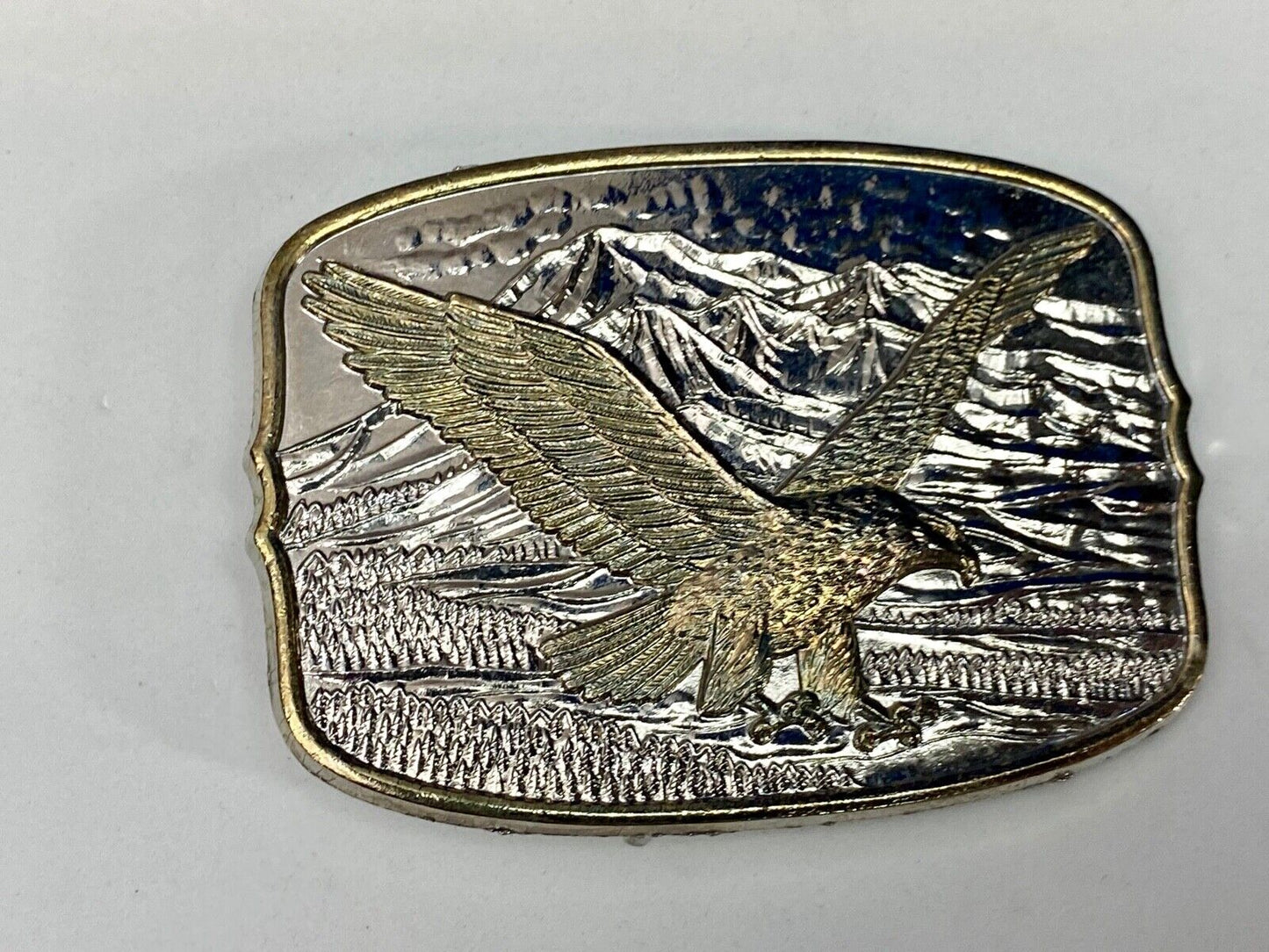 American Eagle Flying Hunting Diving Against Mountains Metal Belt Buckle
