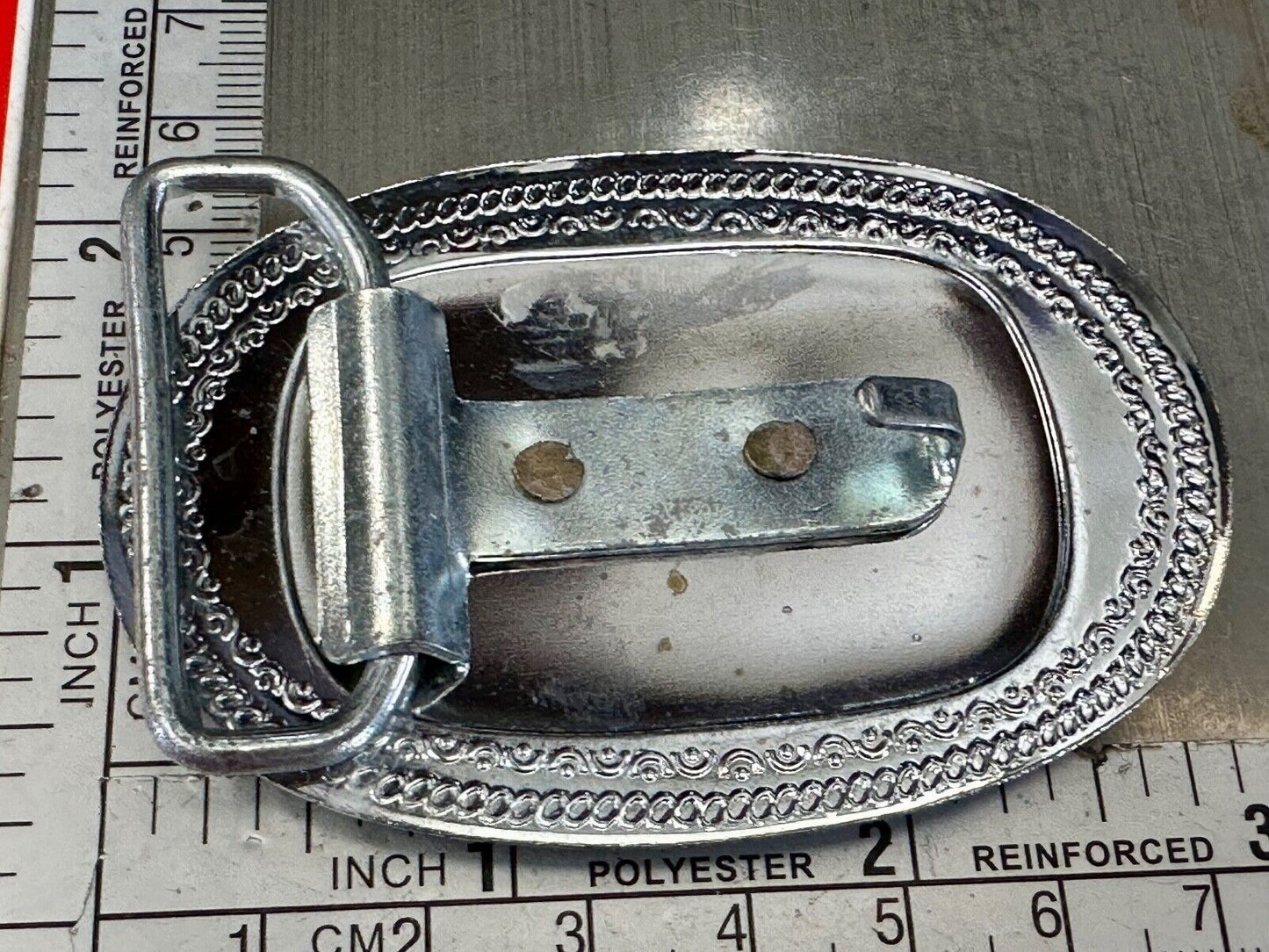 Vintage Covered Wagon - western two tone outlined belt buckle