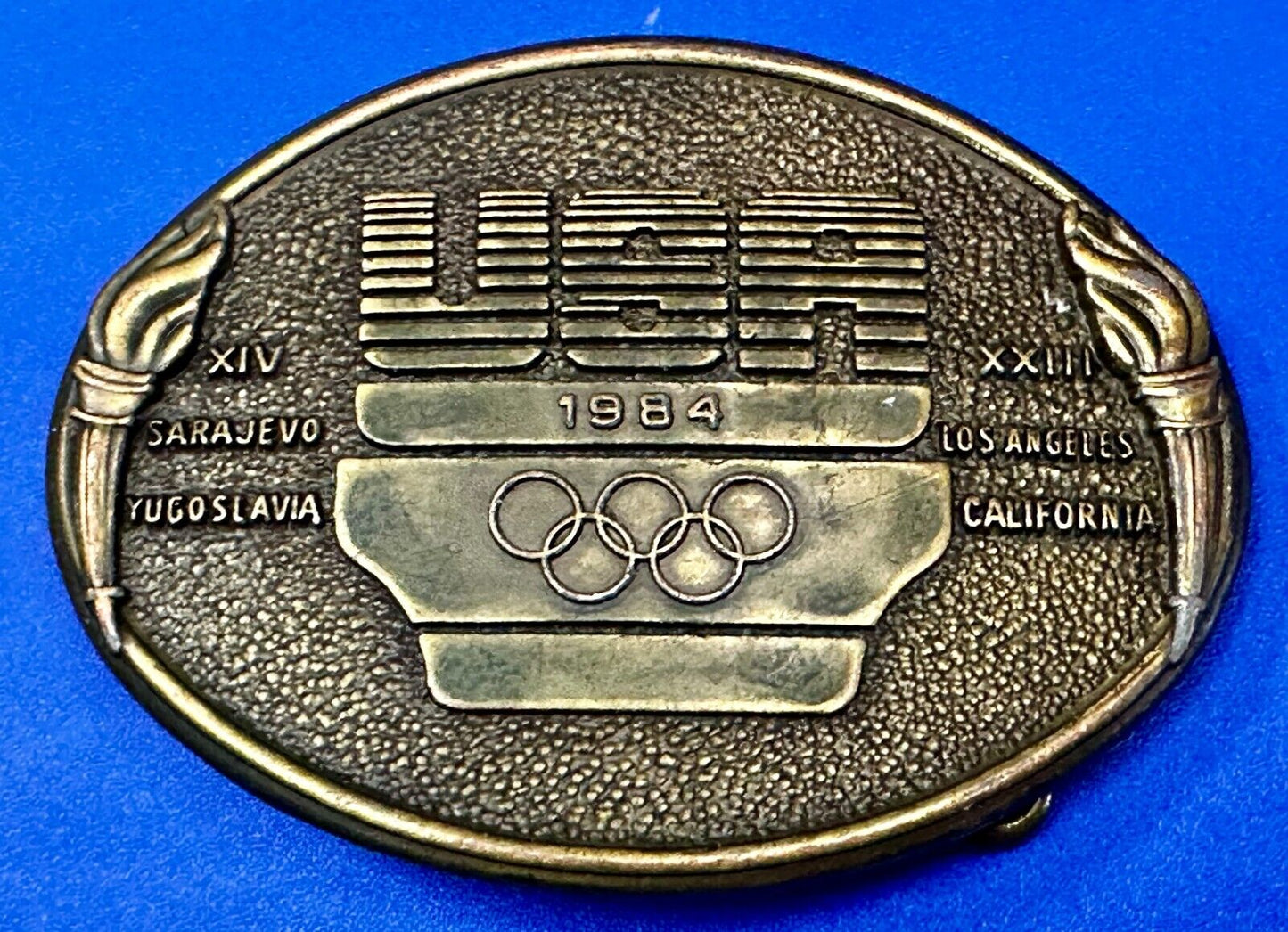 1984 USA Olympics Los Angeles California Vintage Commemorative Belt Buckle