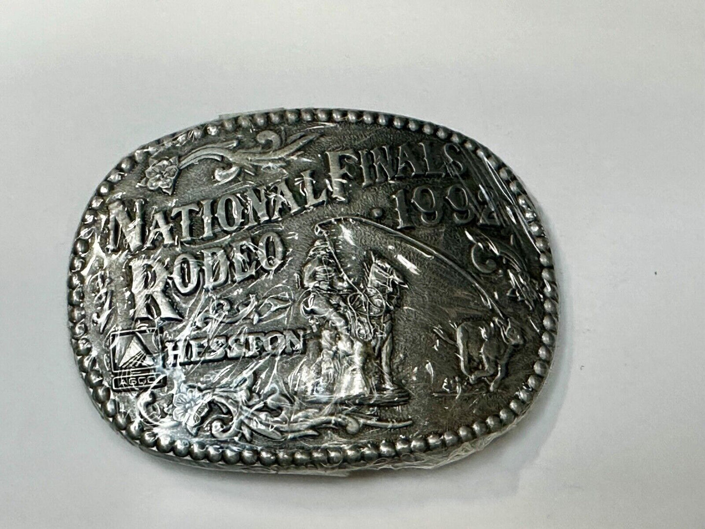 1992 ADM NATIONAL FINALS RODEO ADULT SIZE NFR NOS WESTERN COWBOY BELT BUCKLE