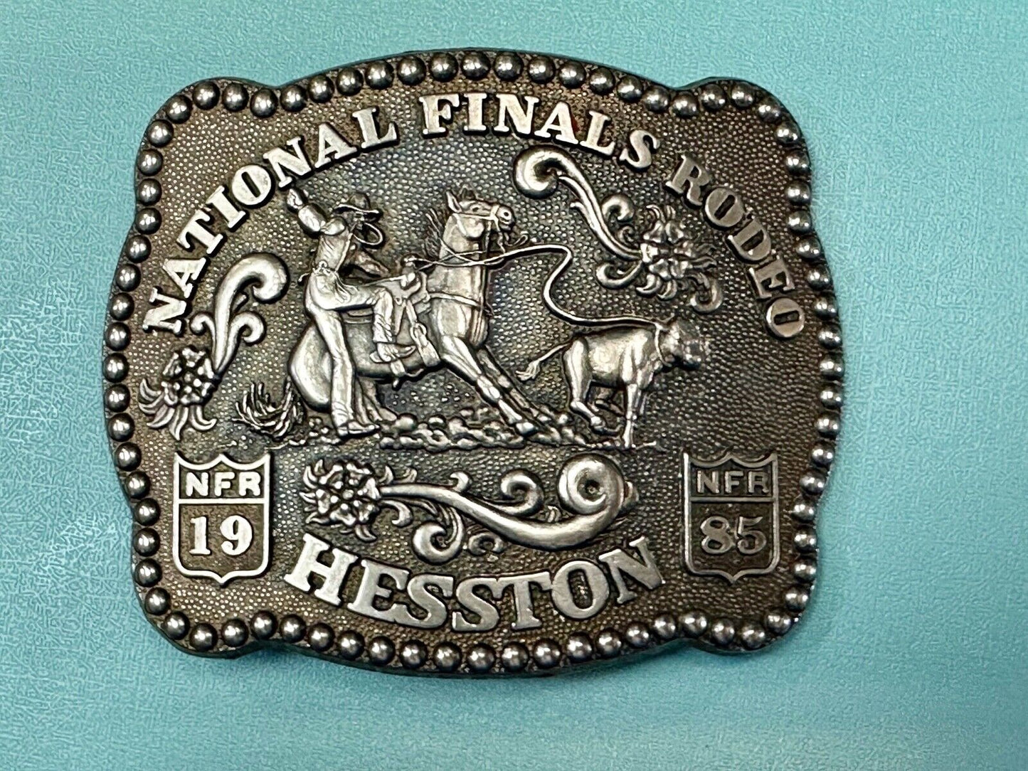 1985 Hesston National Finals Rodeo NFR Limited Edition Collectors Belt Buckle