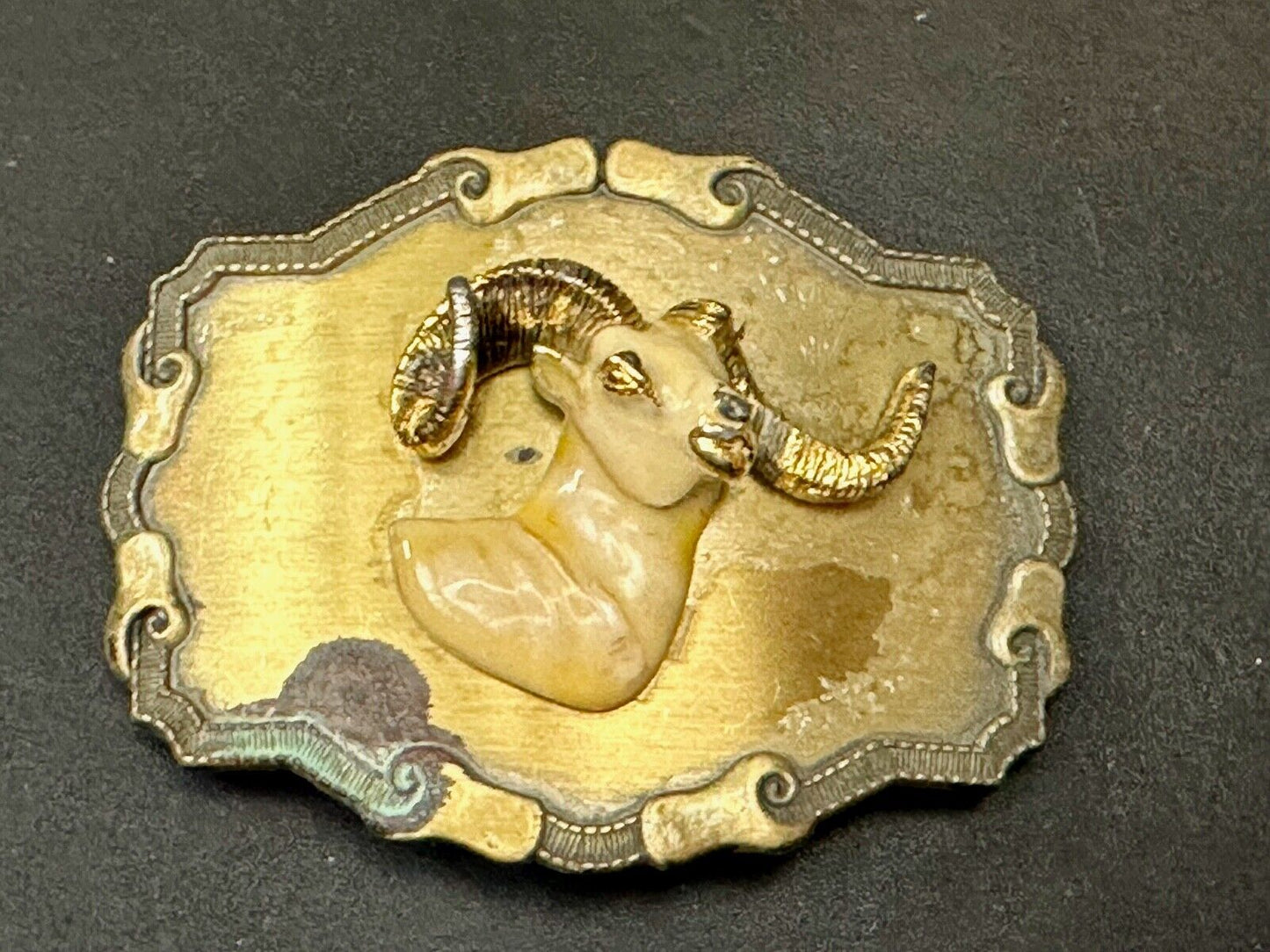 The Ram - Vintage Raintree Jewelry Company western framed Belt Buckle