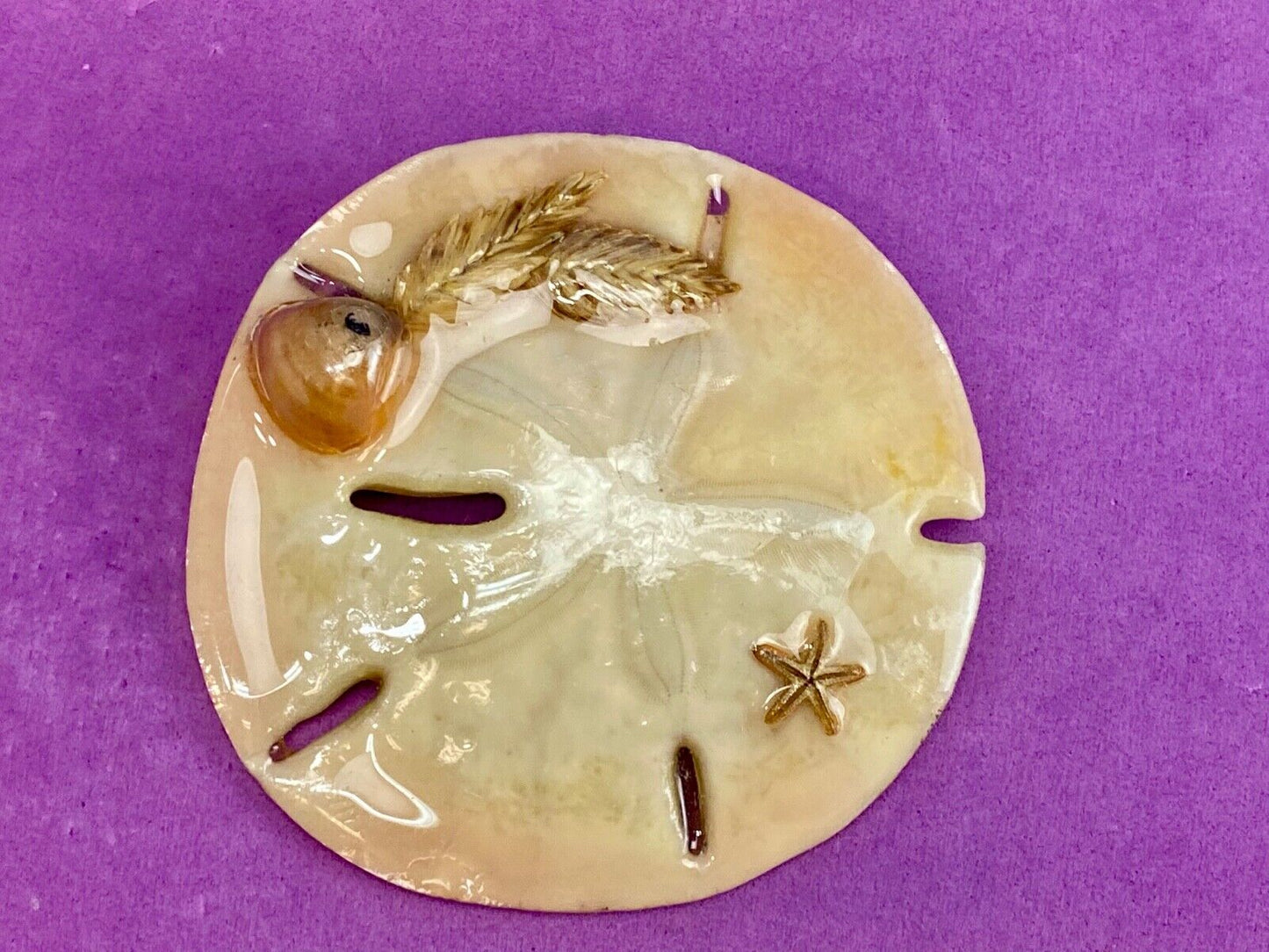 Vintage Charmant of Beverly Hills, CA Sand Dollar Belt Buckle Scarf Clip