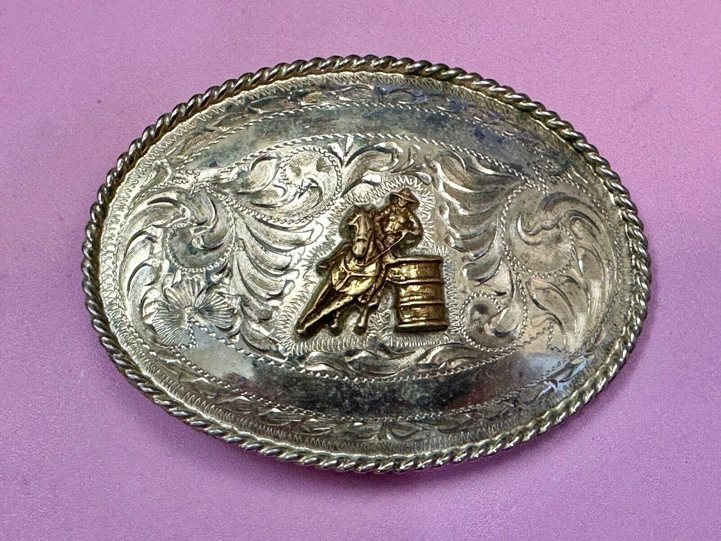 BARREL RACING TROPHY Blank Award Scrolls to engrave Vintage TEX TAN Belt Buckle