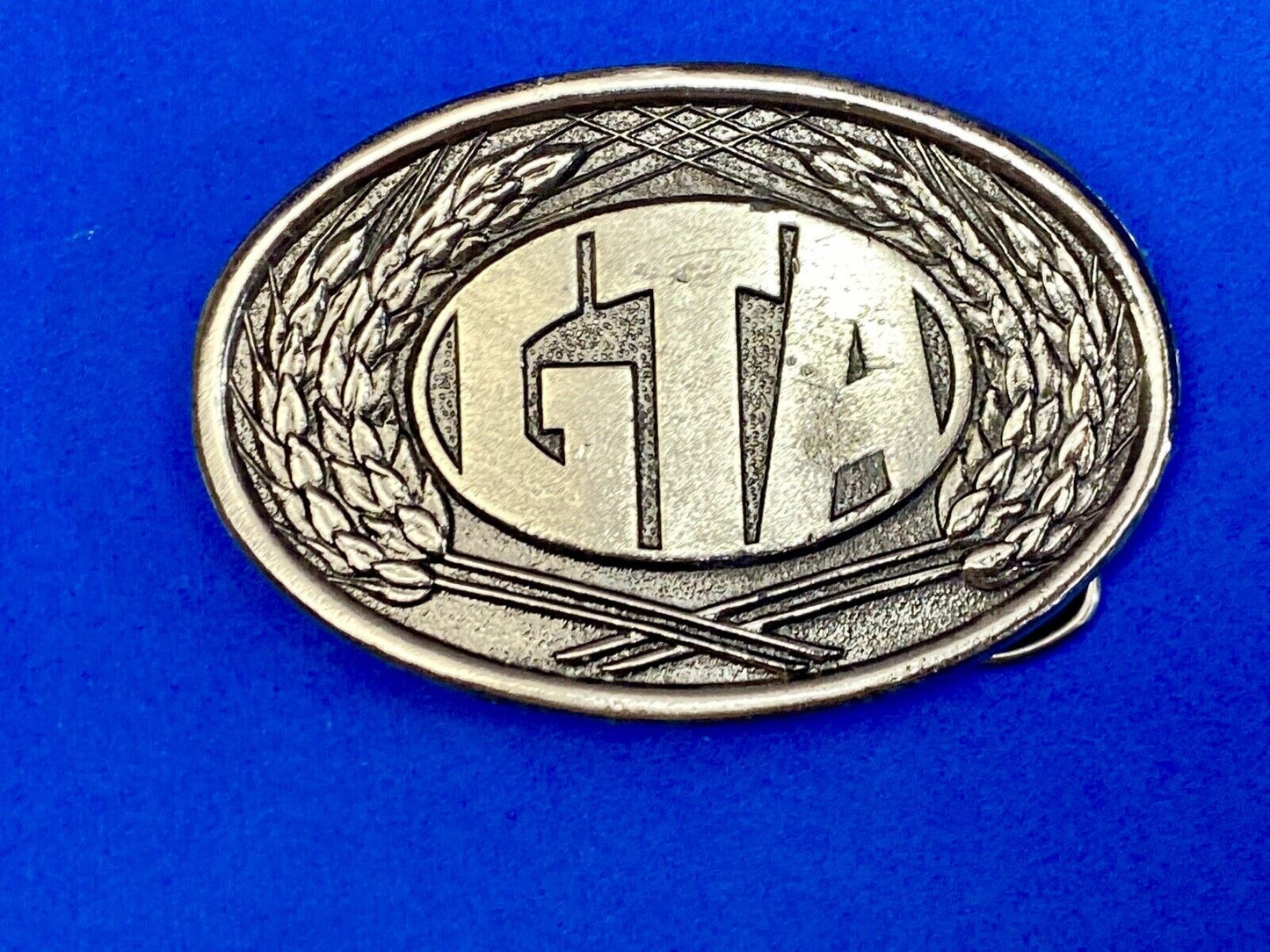 Vintage 1980 First edition GTA Farming Agriculture seeds wheat soy belt buckle