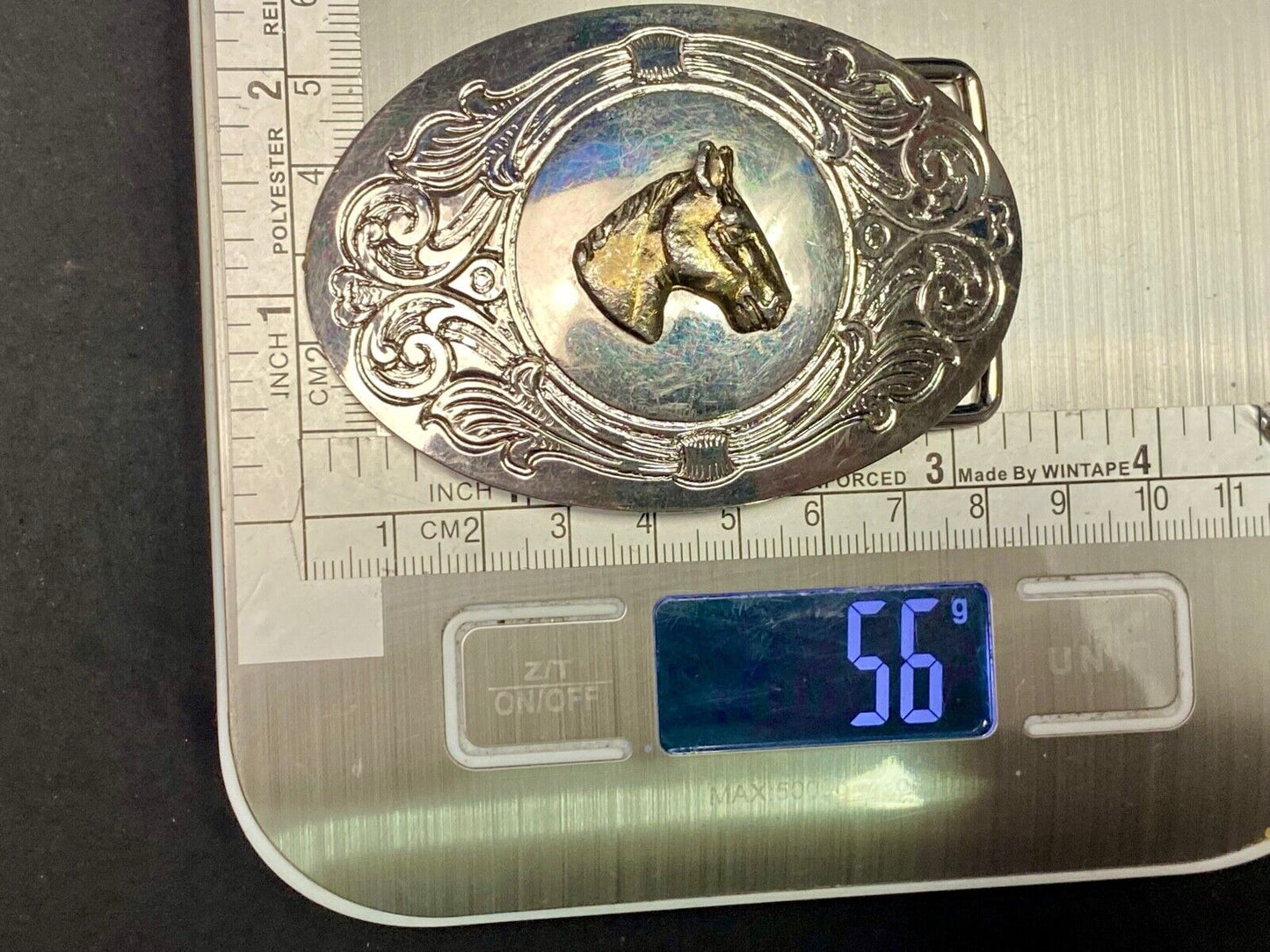 Beautiful Horse Bust Head Mixed Metal On Ornate Western Belt Buckle