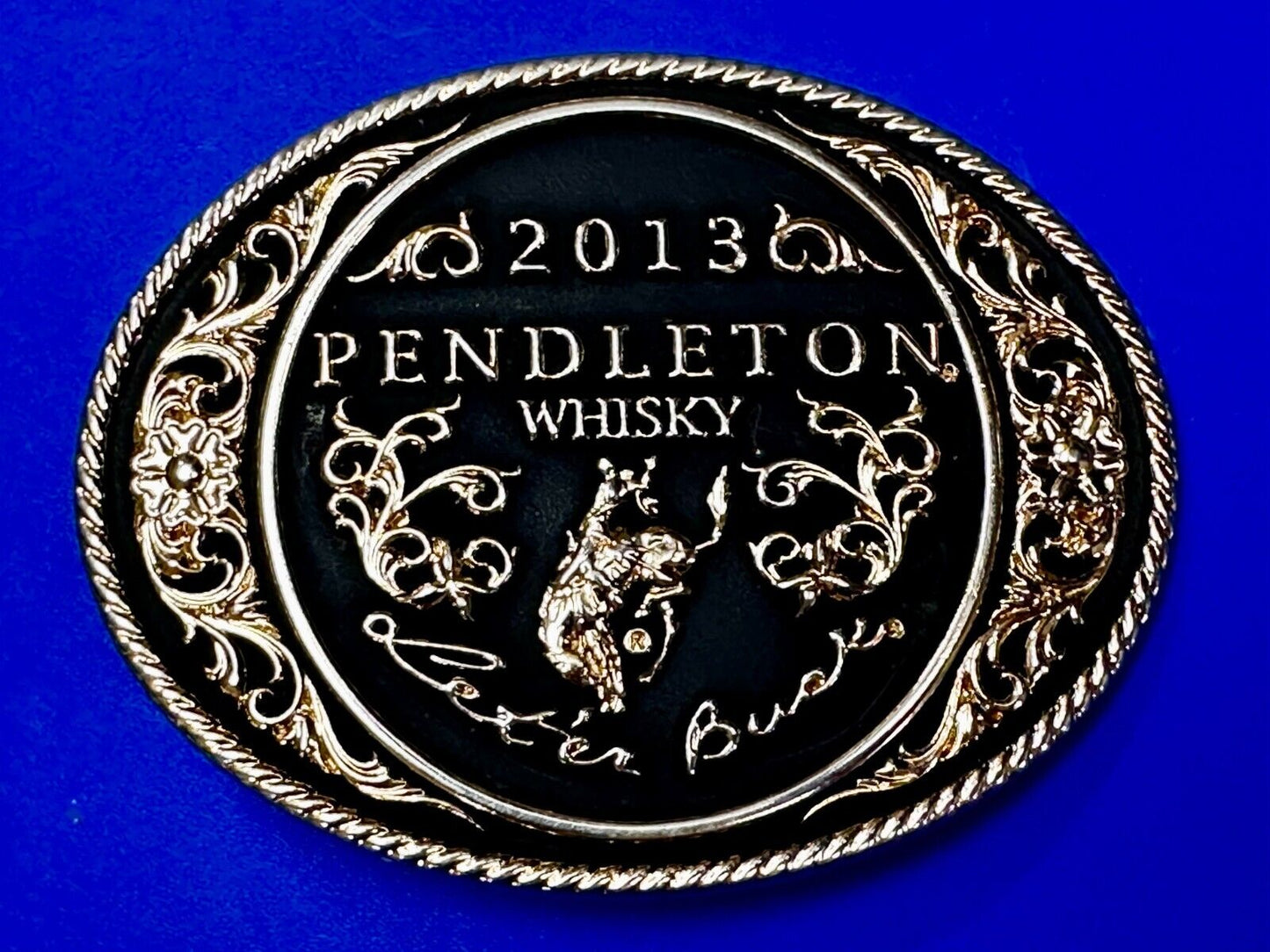 2013 Pendleton Whiskey Let'er Buck Rodeo Cowboy Montana Silversmiths Belt Buckle