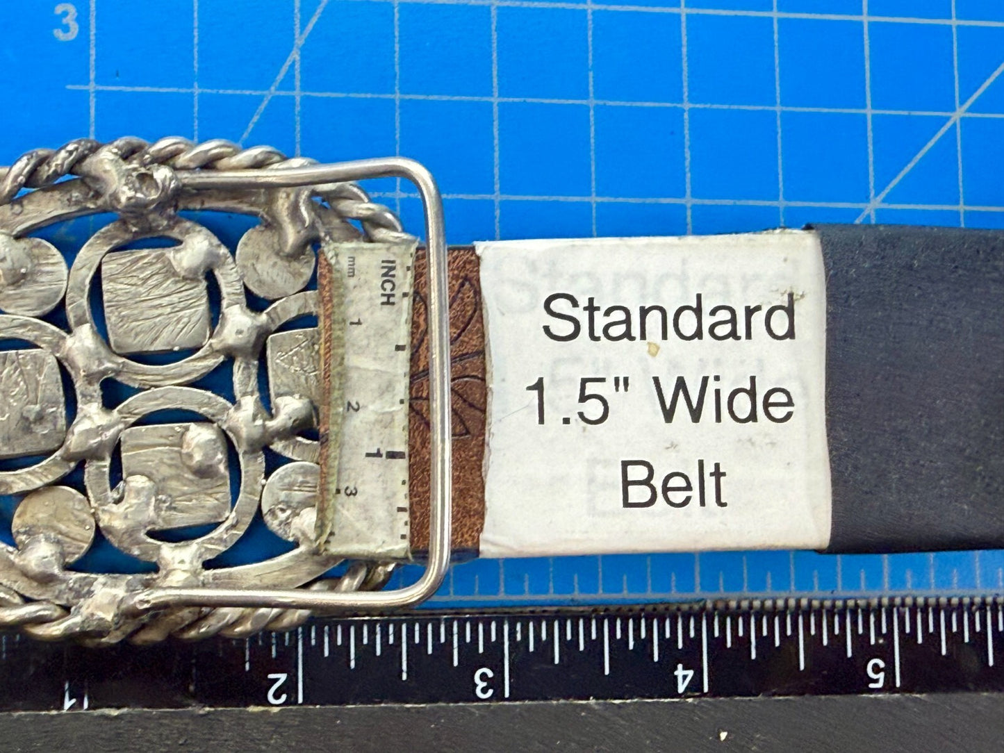 Artisan Welder Art Abstract Open Work Circle Square Pattern Vintage Belt Buckle