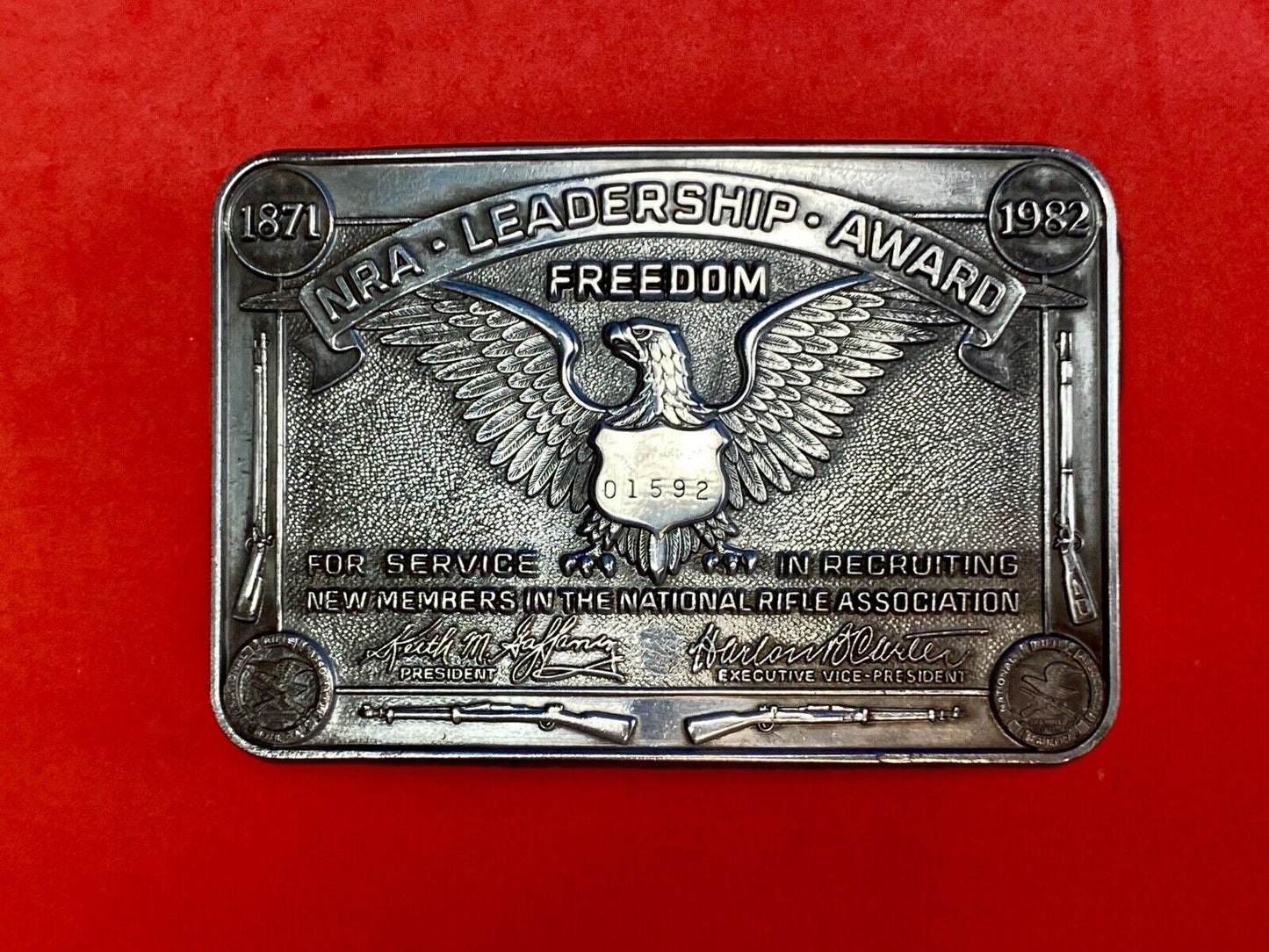 NRA Leadership Award - Freedom belt buckle - service in recruiting