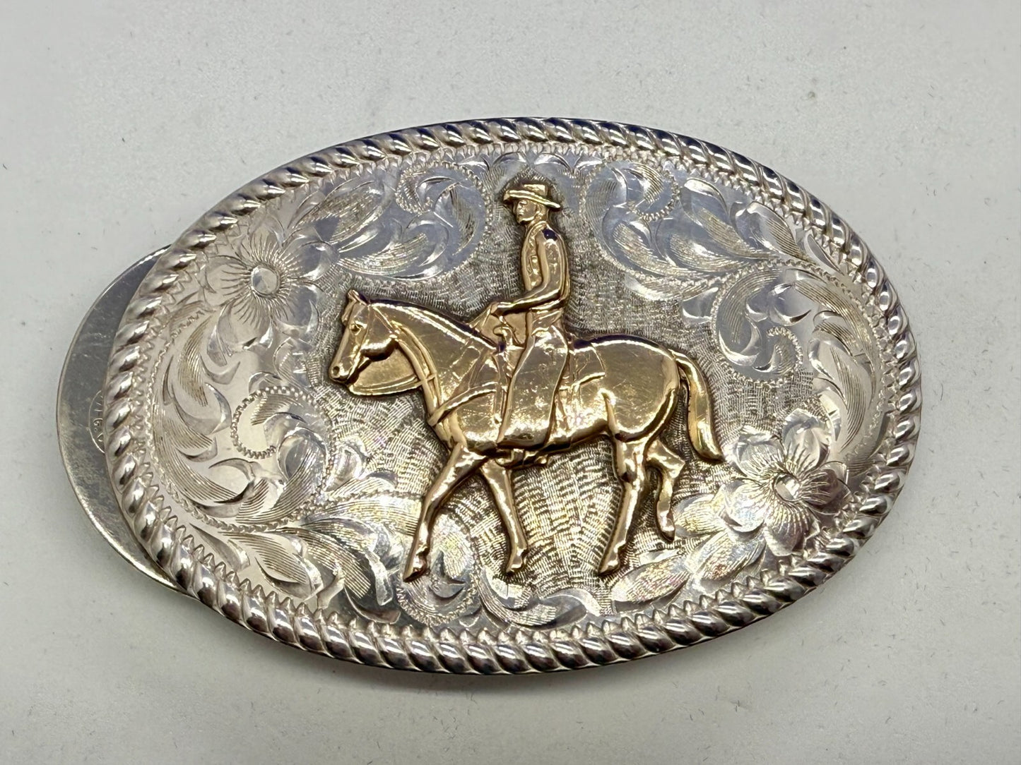 Vintage Diablo Sterling 8 Belt Buckle - Horseback cowboy BEAUTIFUL