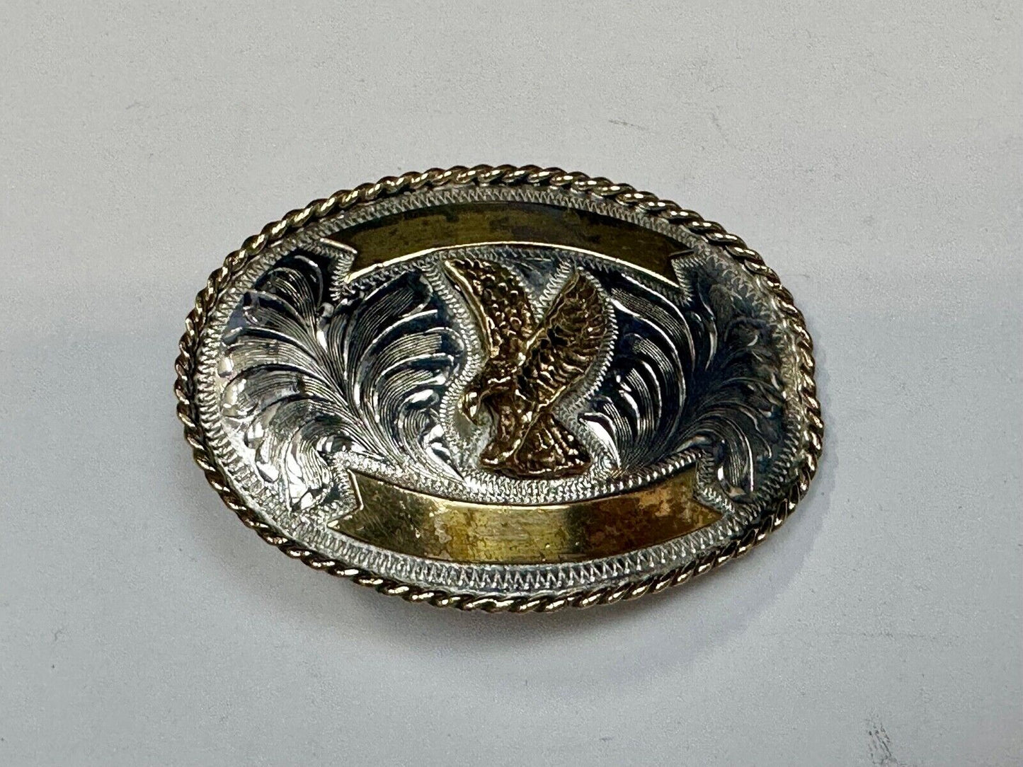 Beautiful Hunting Flying Diving Majestic Eagle on western two tone belt buckle