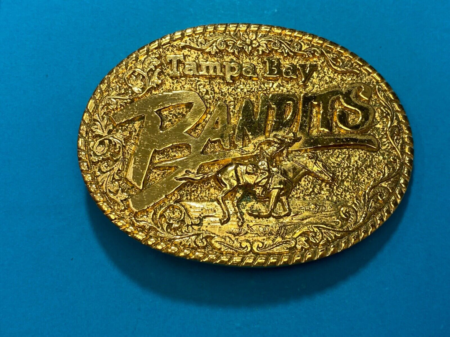 Vintage 1982 Sculptor Al Shelton Burt Reynolds Tampa Bay Bandits Belt Buckle