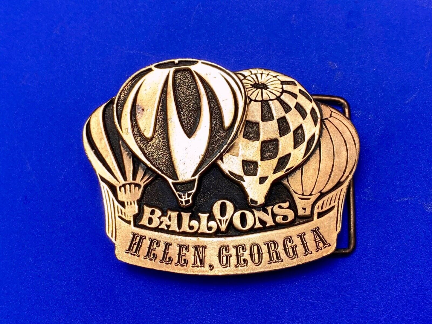 VINTAGE 70's HOT AIR Balloons Belt Buckle Helen Georgia Collectible Belt Buckle