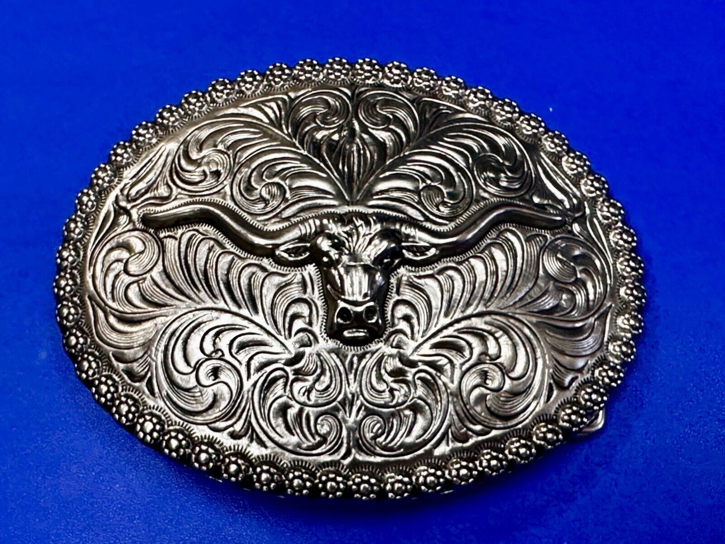 Texas Longhorn Steer Bull Cow Silver Tone Western Rodeo Cowboys Belt Buckle