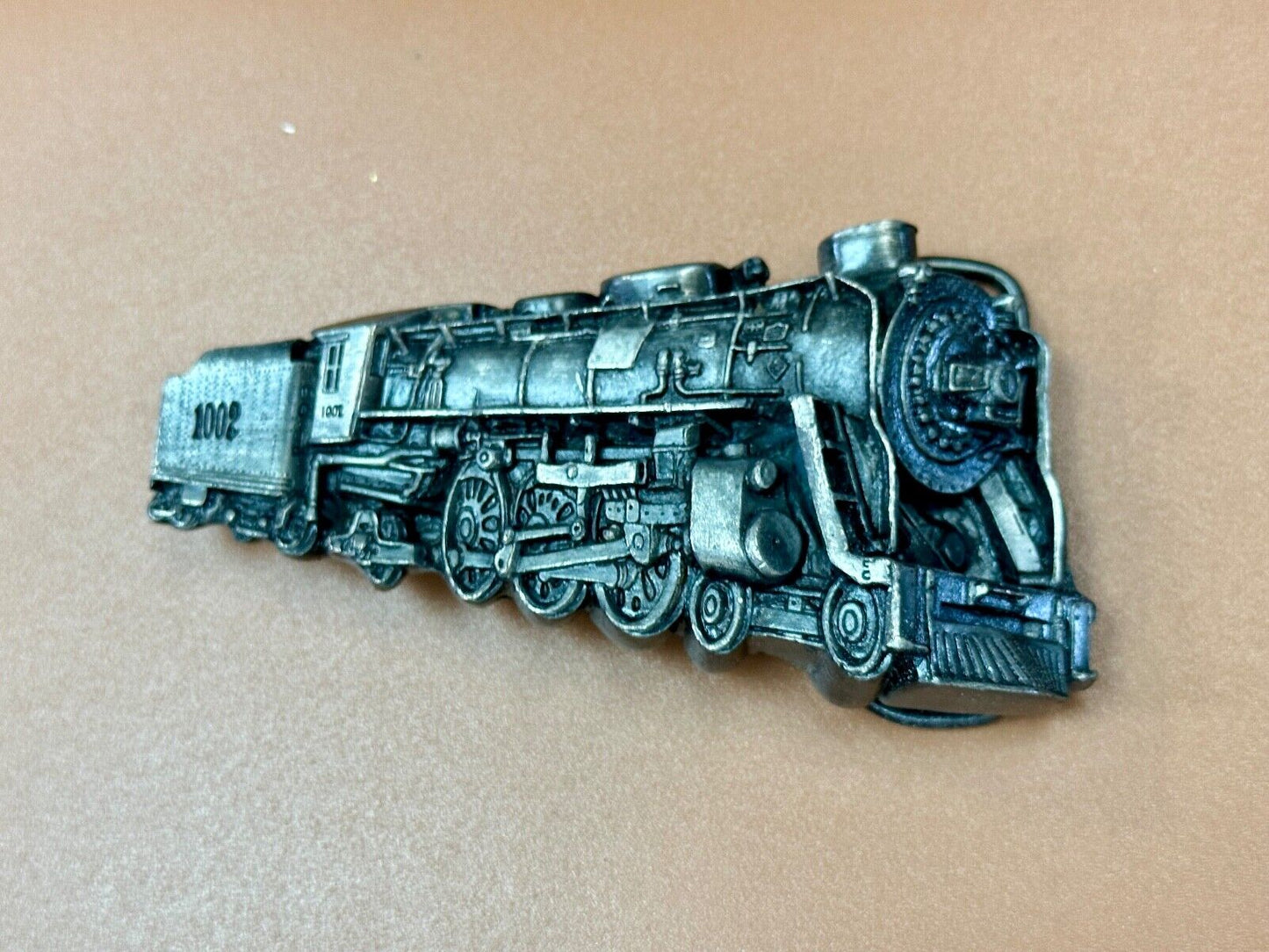 Vintage 1978 RR train Steam Engine Bergamot cutout belt buckle