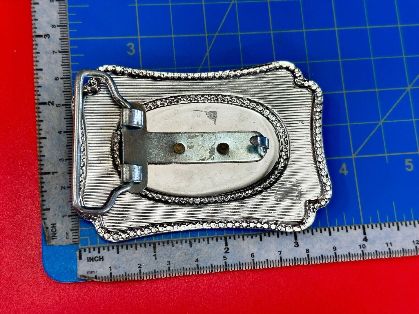 Vintage Covered Wagon - western two tone outlined belt buckle