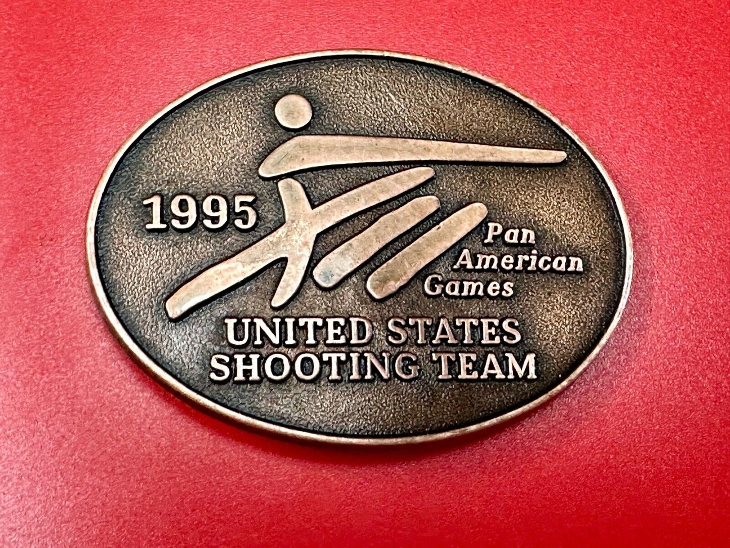1995 United States US Shooting Team Pan American Am games belt buckle
