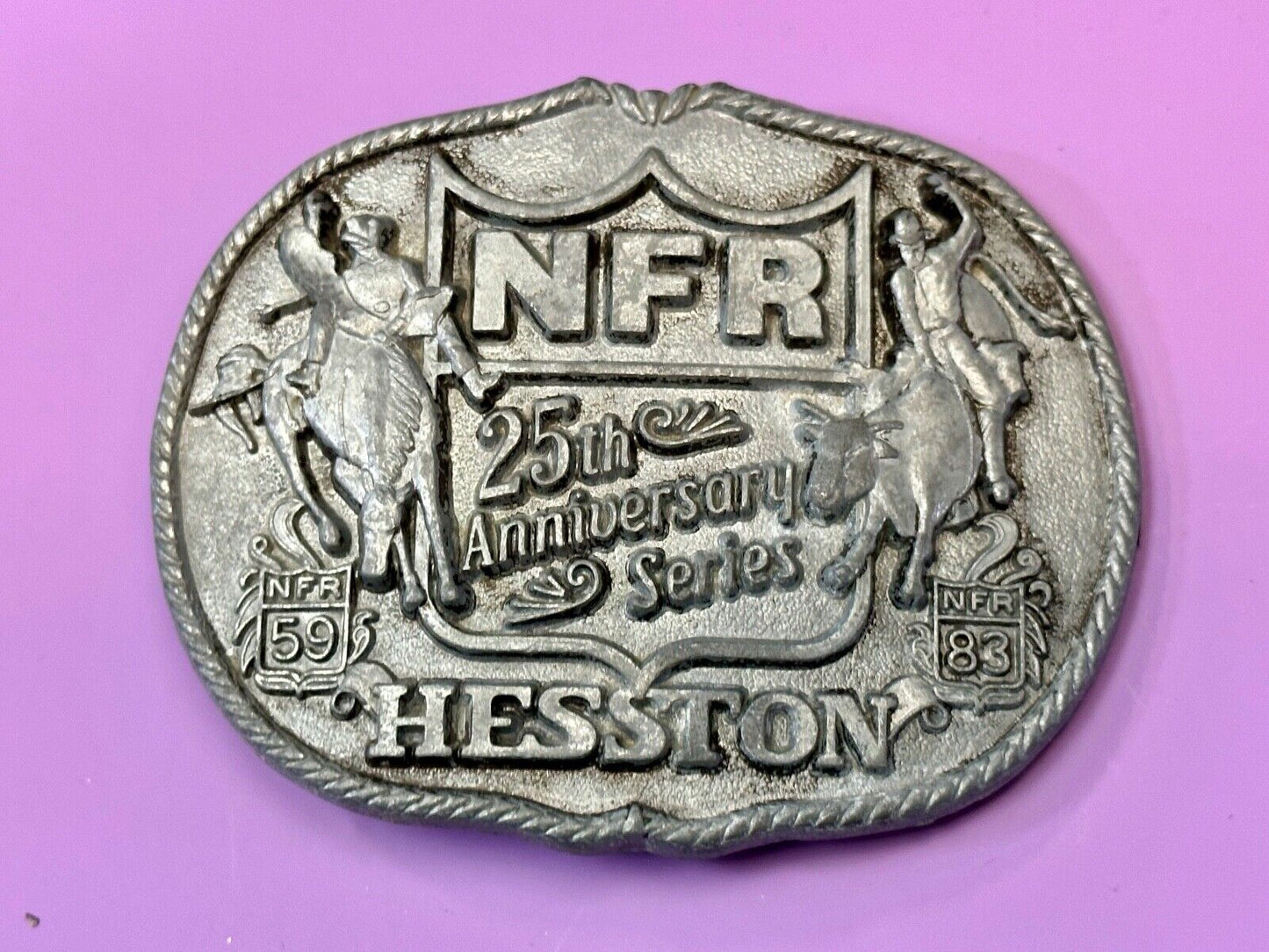 1983 Hesston National Finals Rodeo 25th Anniversary Adult Collectors Belt Buckle