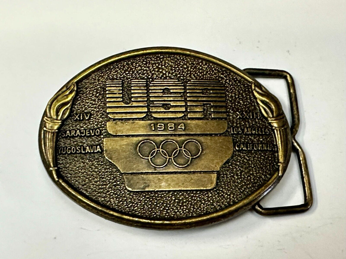 1984 USA Olympics Los Angeles California Vintage Commemorative Belt Buckle