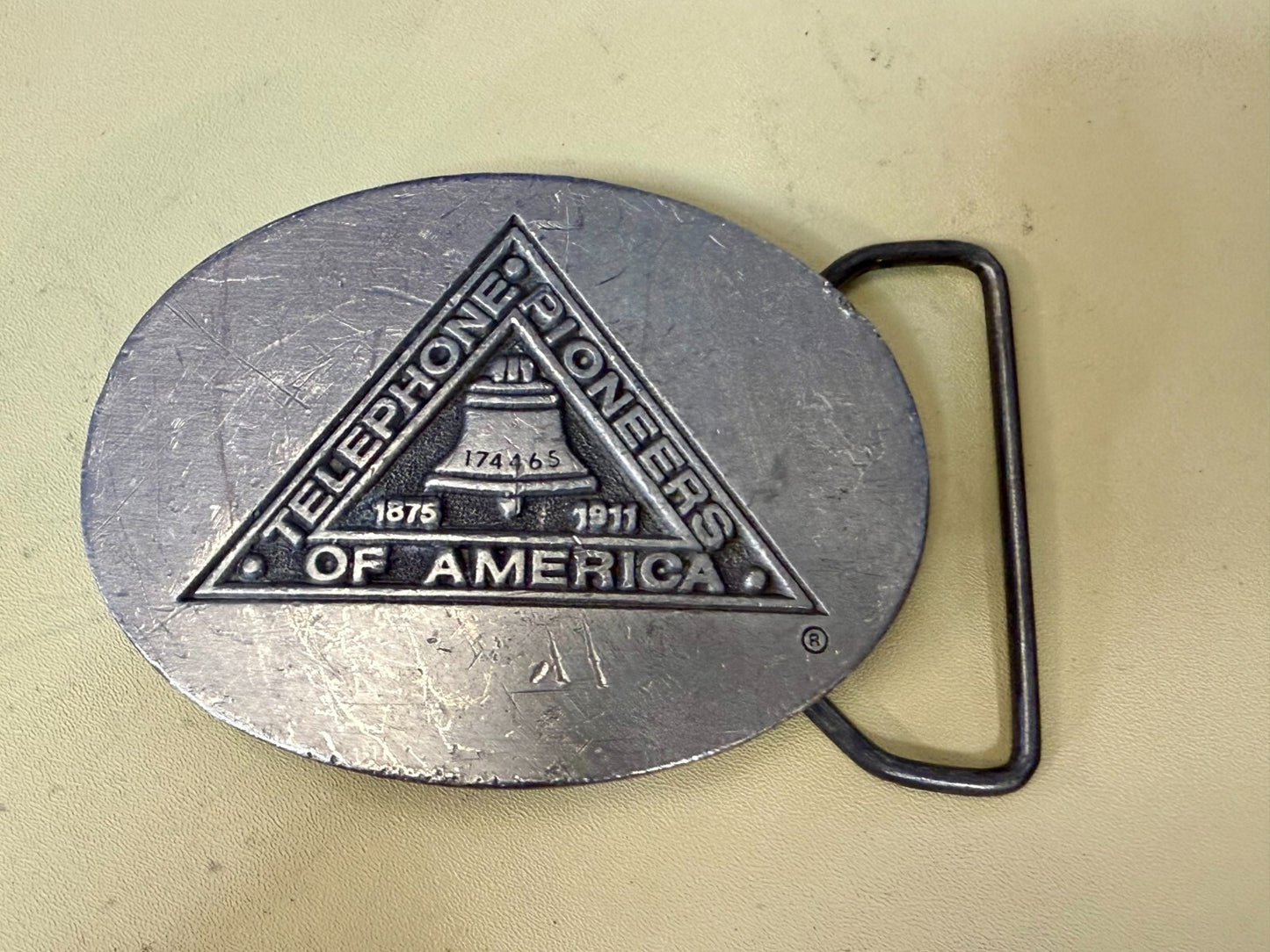Telephone Pioneers of America Silver Color Commemorative Belt Buckle