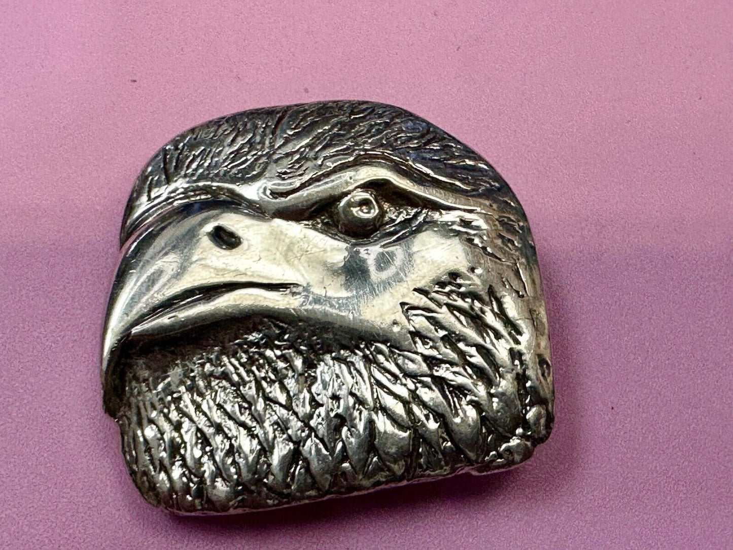 Bald Eagle Head - Patriotic America Silver Belt Buckle Artisan Made signed MH