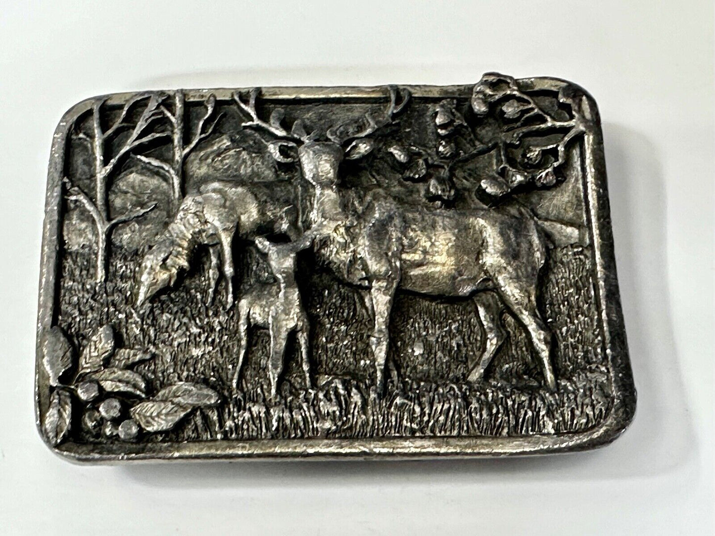 The Elk Deer Family Vintage Wapiti 1982 Wildlife Pewter Belt Buckle by Siskiyou