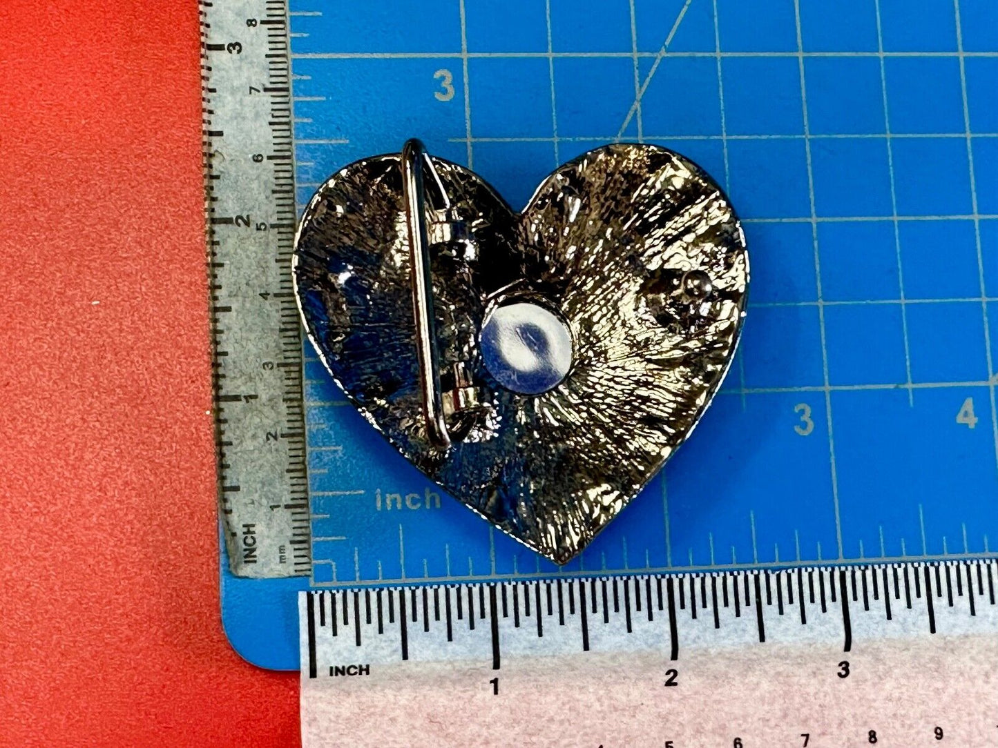 Black Chunky HEART clear rhinestone boarder large Clear centerpiece belt buckle